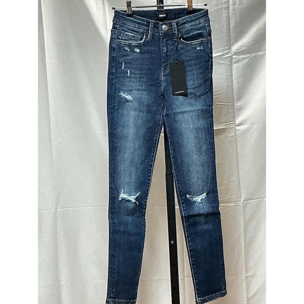 Vervet Blue Women's Size 24 Distressed Skinny Jeans Stretch Denim NWT VT6839
